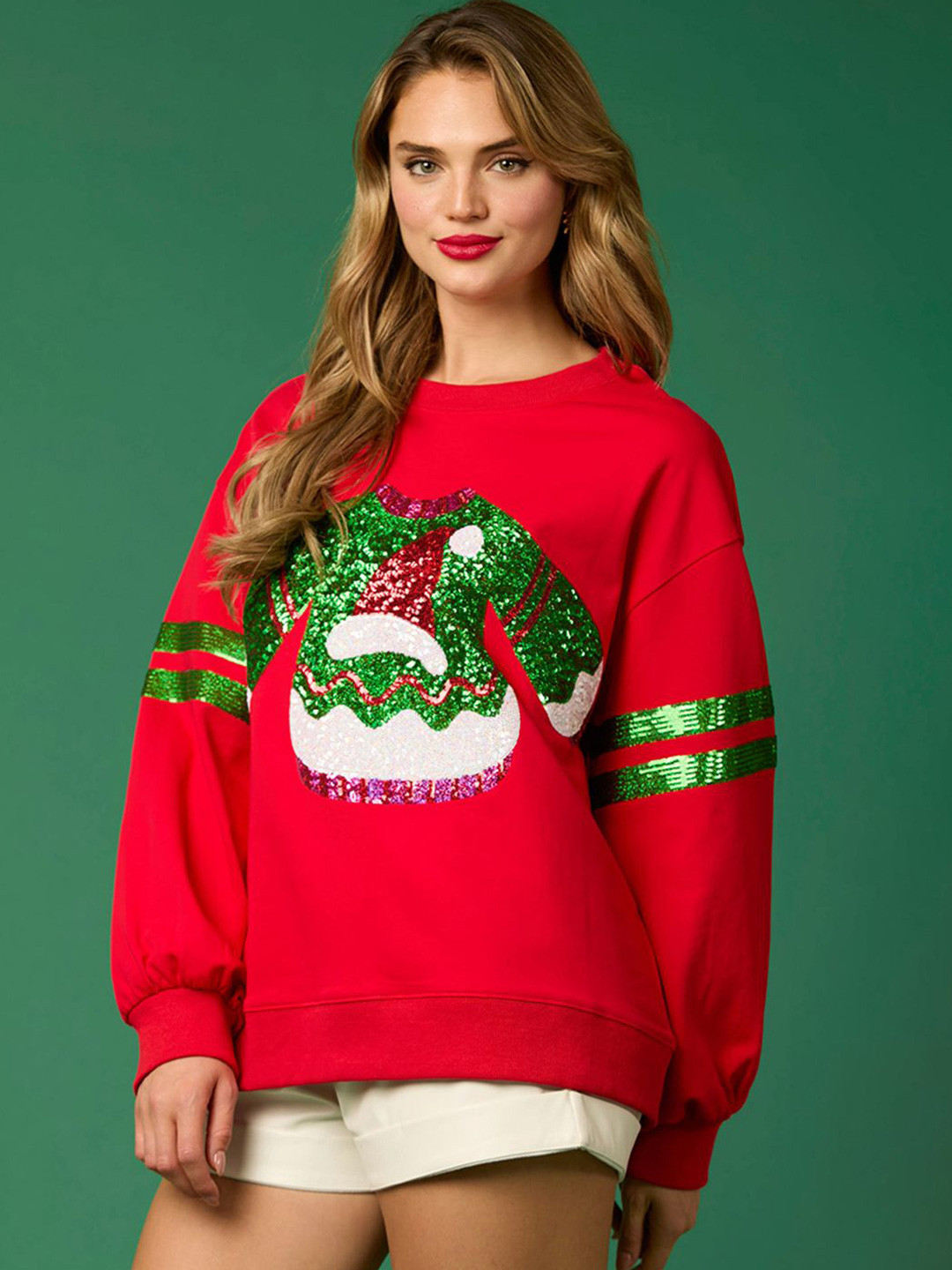 JC Mode Women Embellished Round Neck Full Sleeves Pullover Sweatshirt