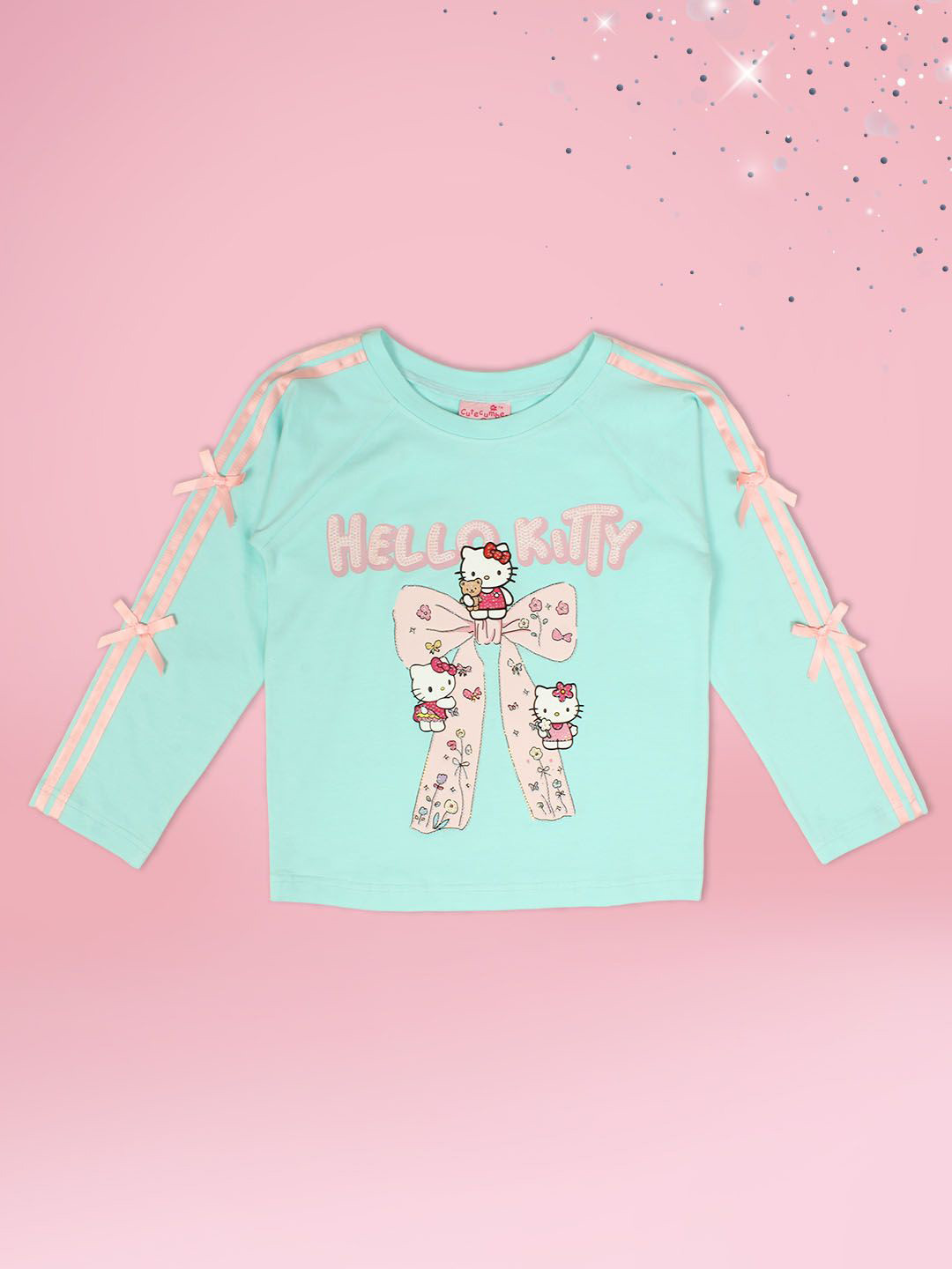 CUTECUMBER Girls Hello Kitty Side Tape & Bow Top