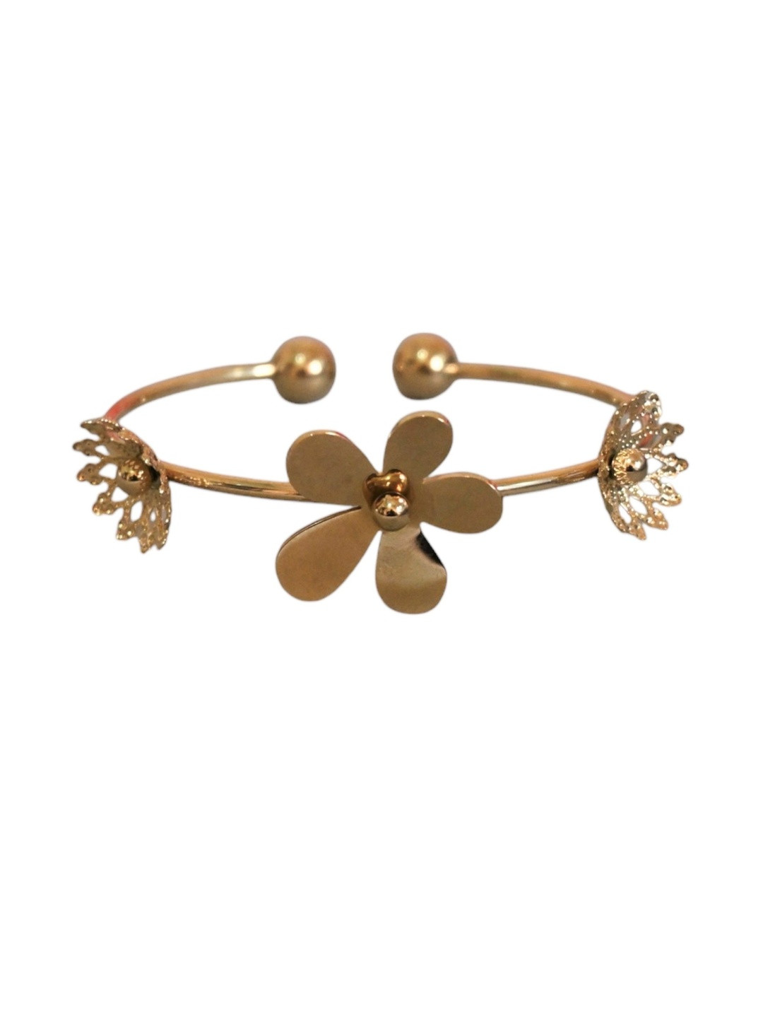 Gems Guru Women Golden Flower Design Cuff Bracelet