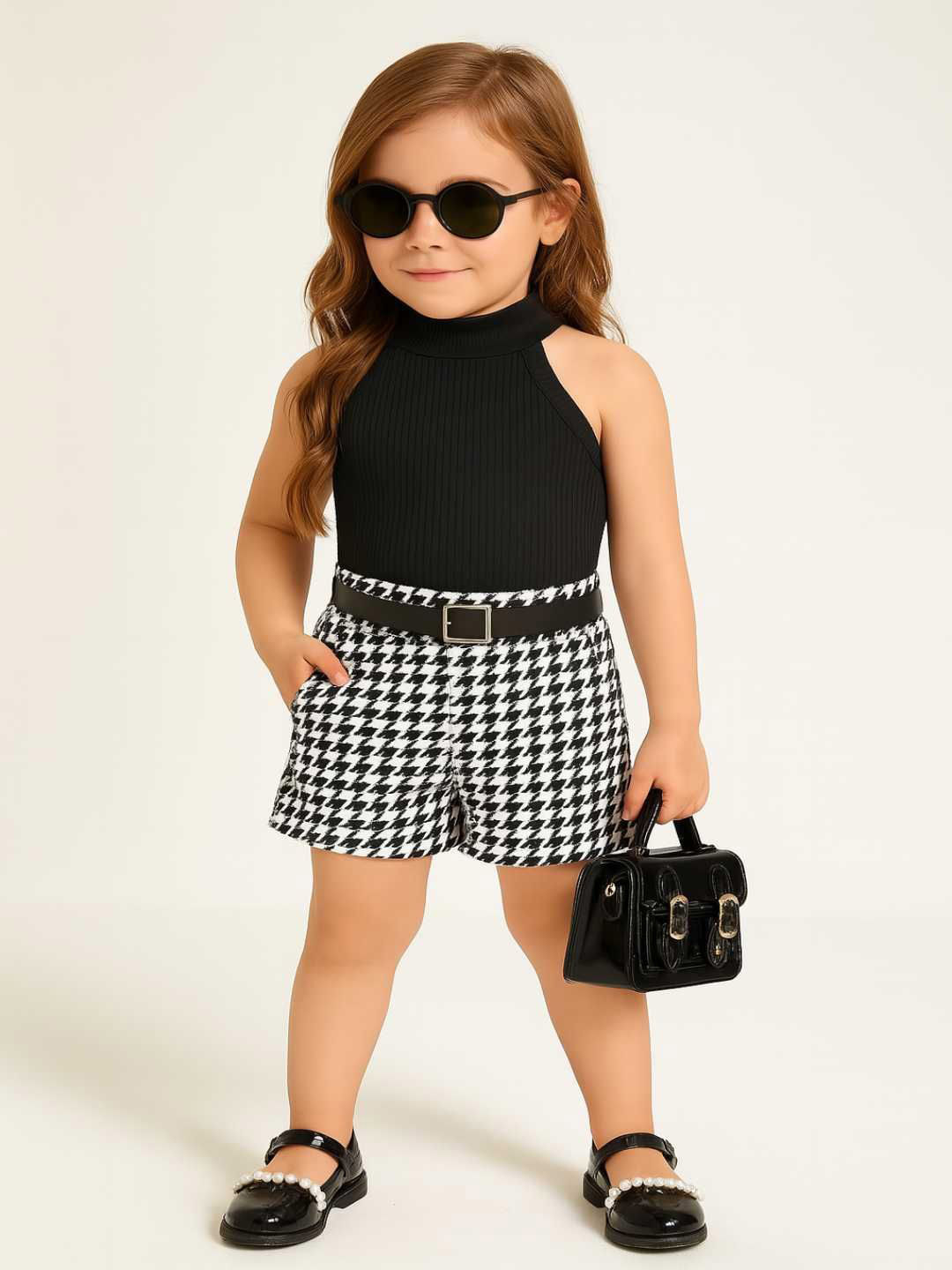 Ninas Girls Round Neck Top With Shorts