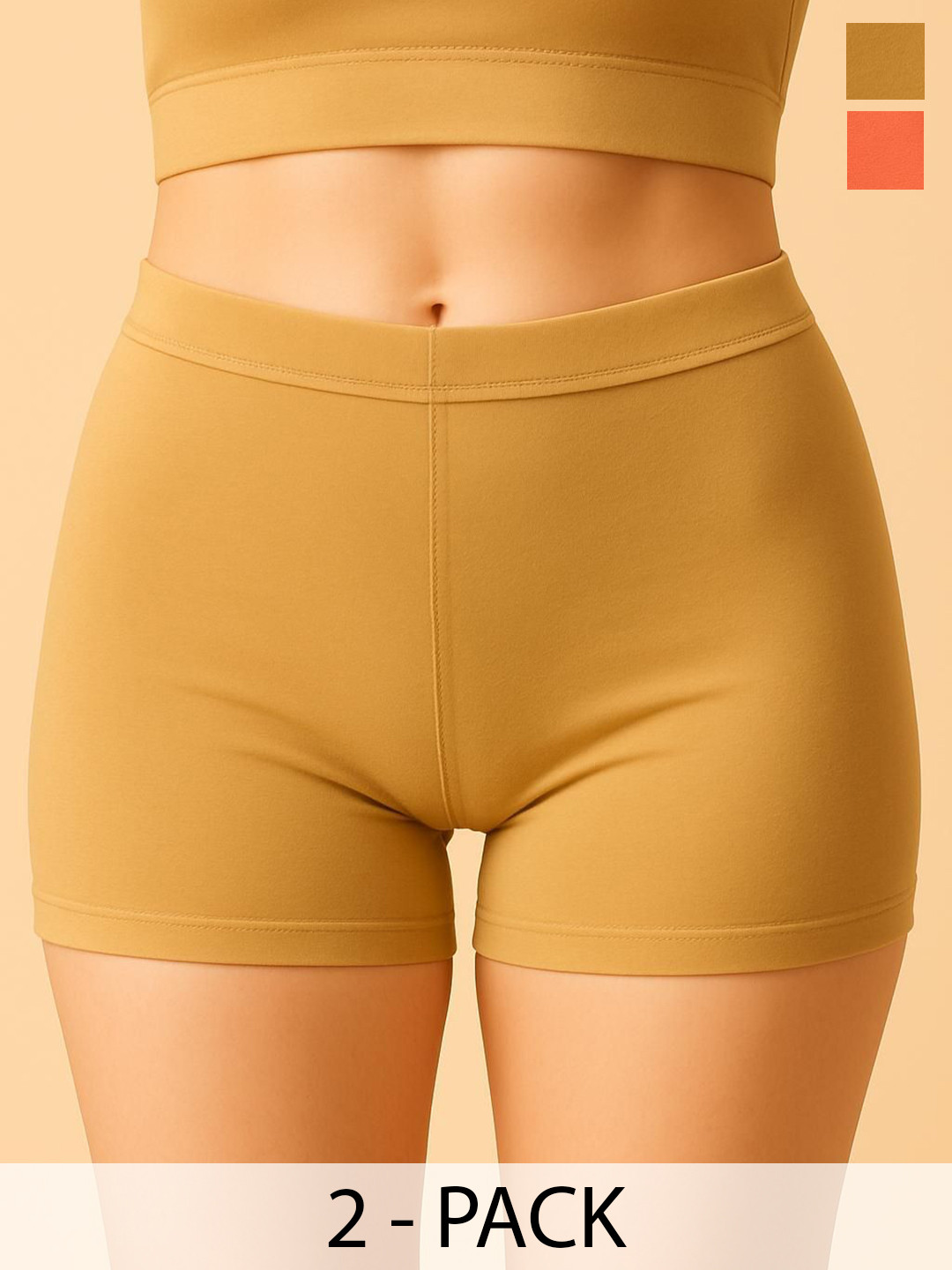 CKARFE Pack Of 2 Combed Cotton Boy Shorts Briefs CF SBT-33 D Skin,Peach XS-2