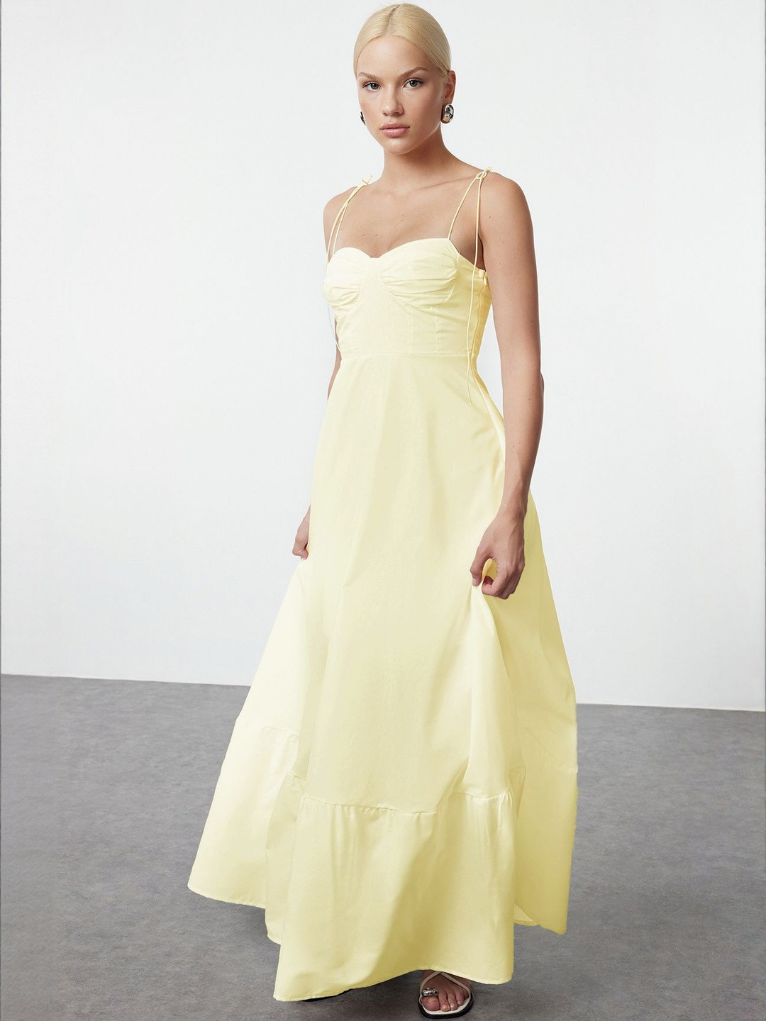 Trendyol Shoulder Straps Tiered Corset Maxi Dress