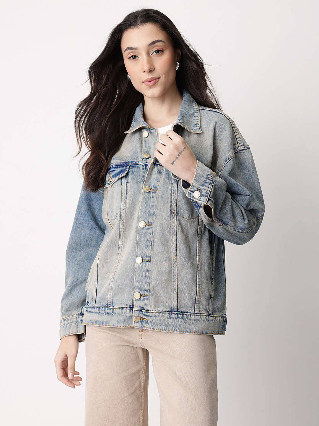 Mast & Harbour Washed Relaxed Fit Denim Jacket