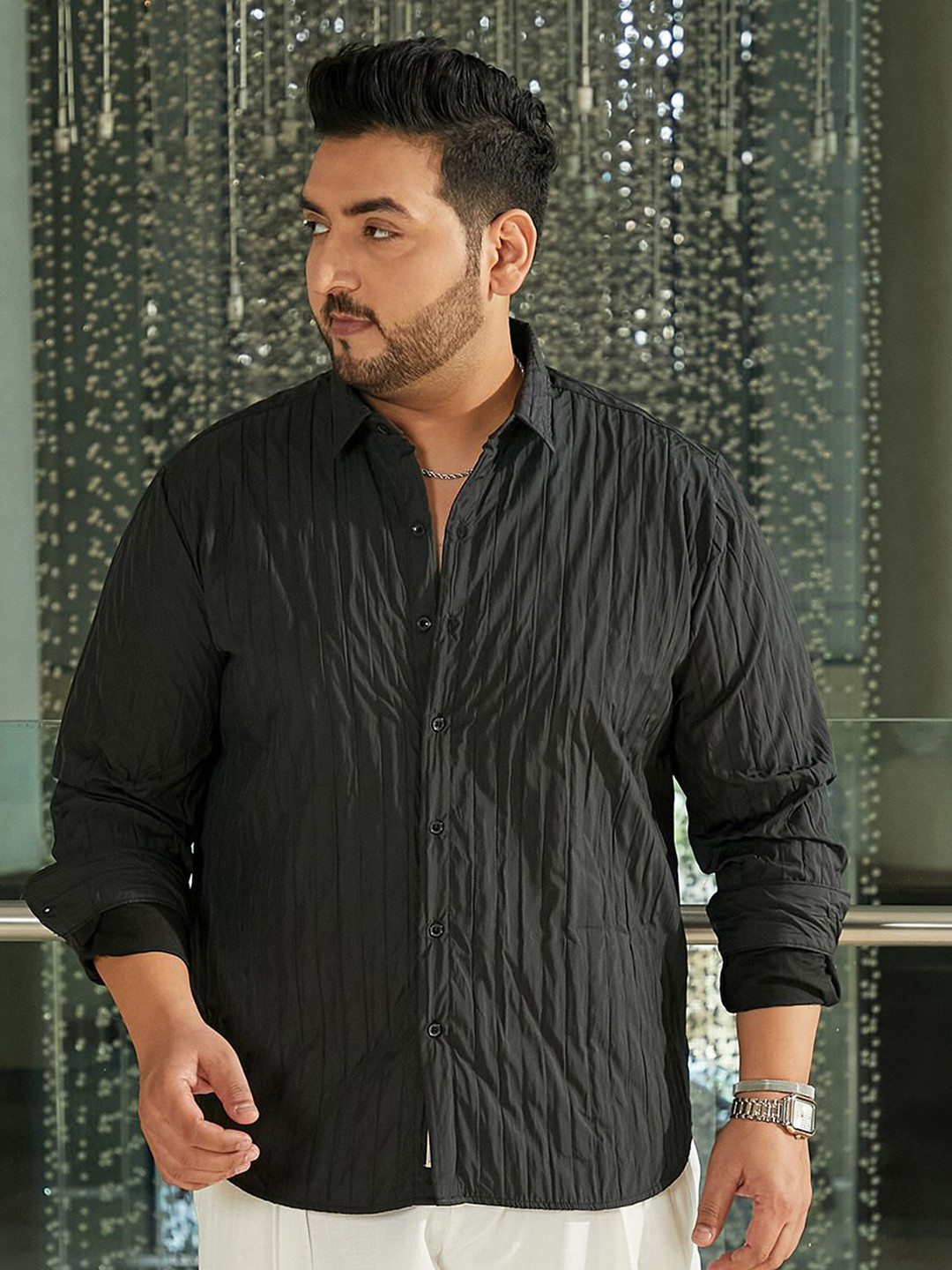 Instafab Plus Tactile Comfort Relaxed Fit Quilt Textured Casual Shirt