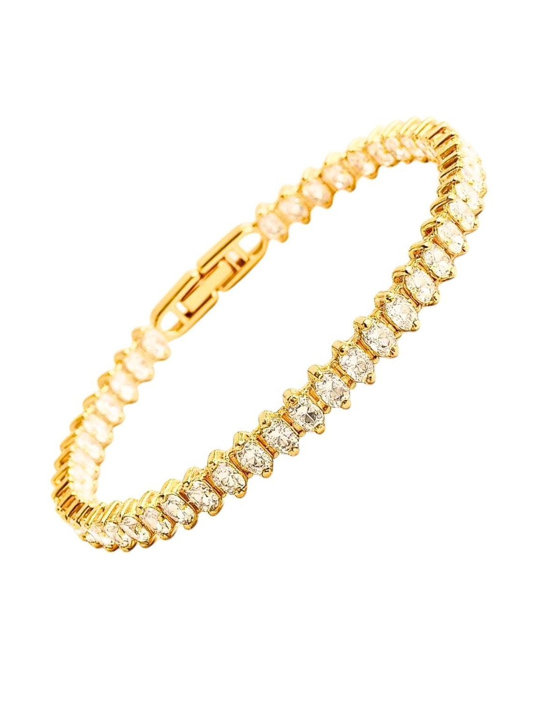N3VO Stainless Steel Cubic Zirconia Studded Wraparound Bracelet