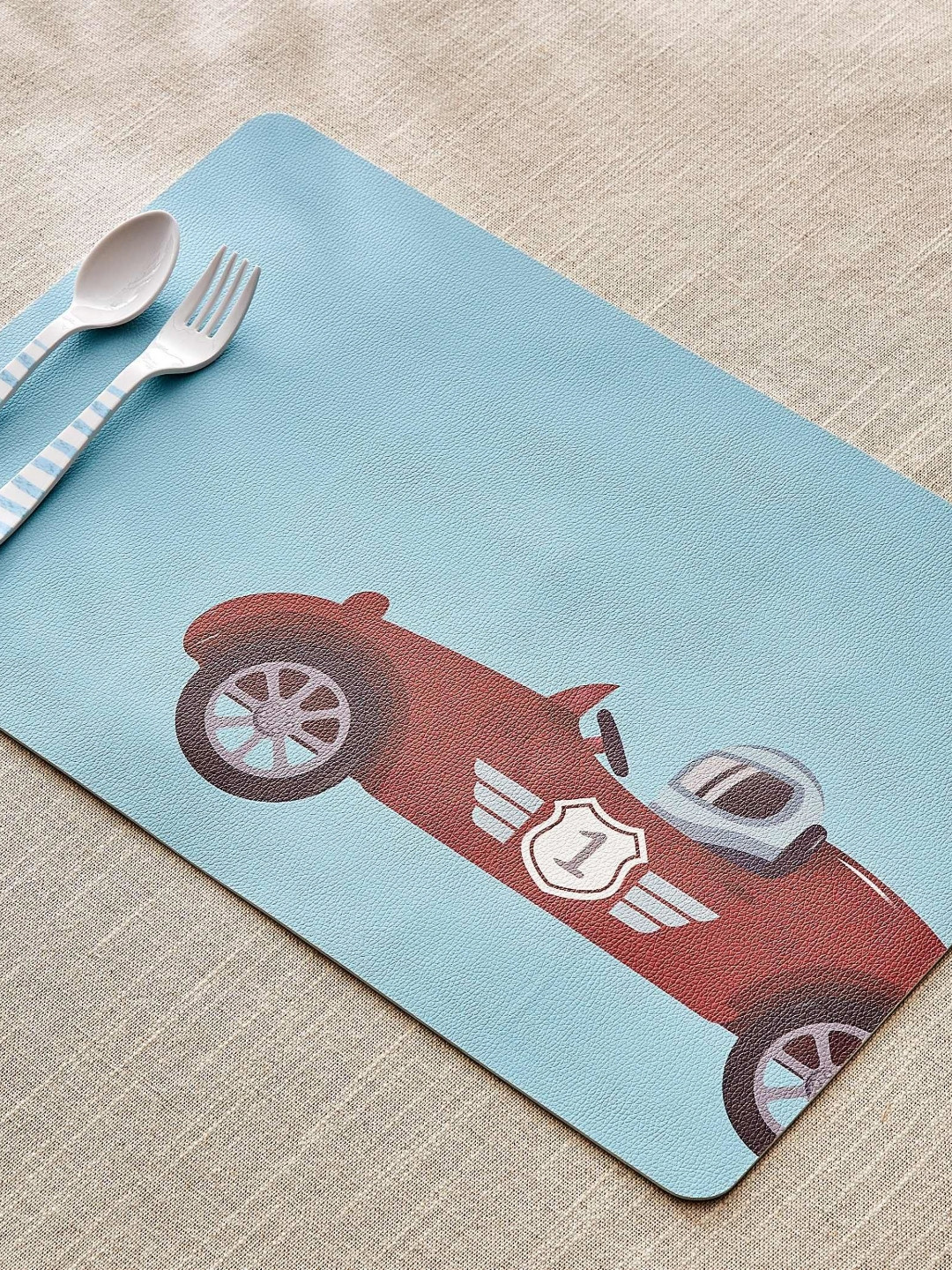 Home Centre Slate Blue & Red Printed Table Placemats