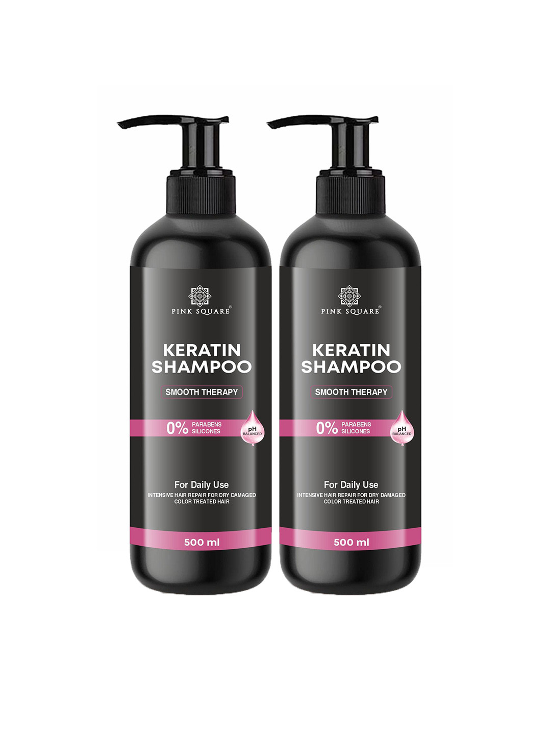 Pink Square Set Of 2 Keratin Shampoo For Healthy Hair - 500 ml Each