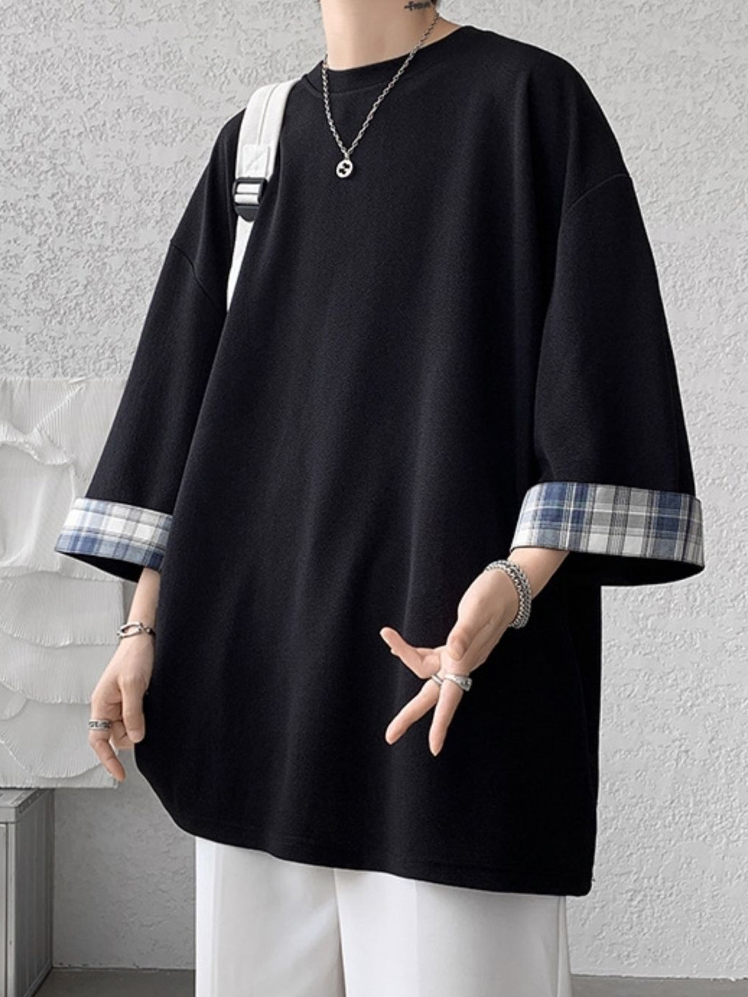 StyleCast Men Oversized Three-Quarter Sleeve T-shirt