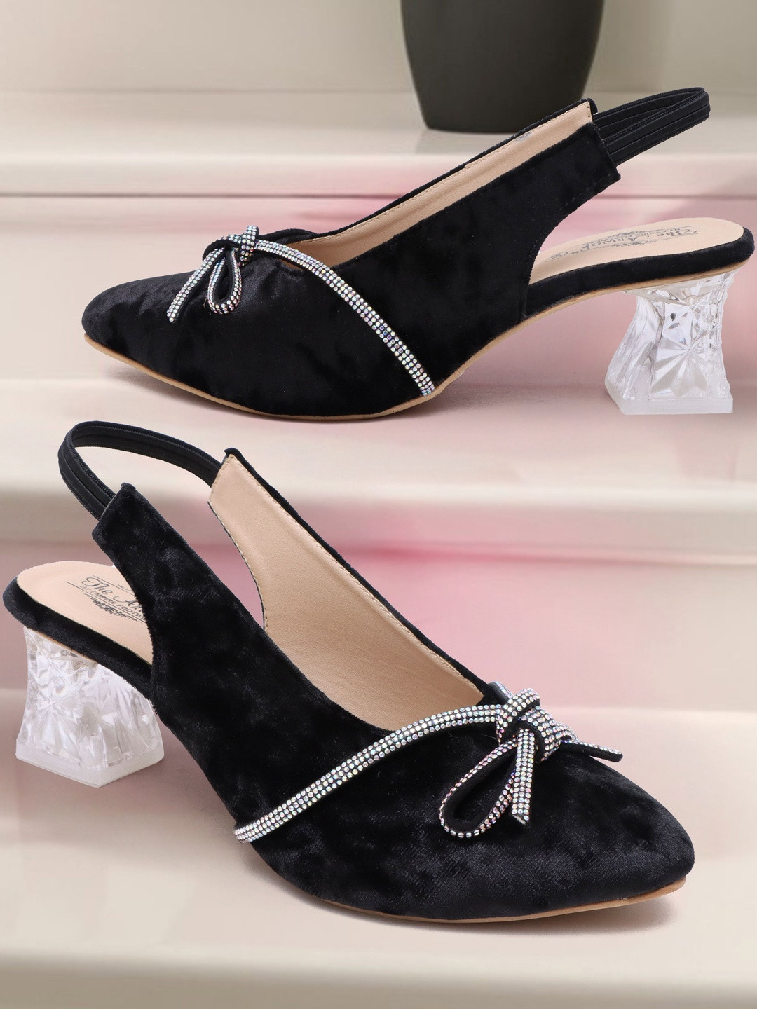 The Arwah Velvet Block Sandals