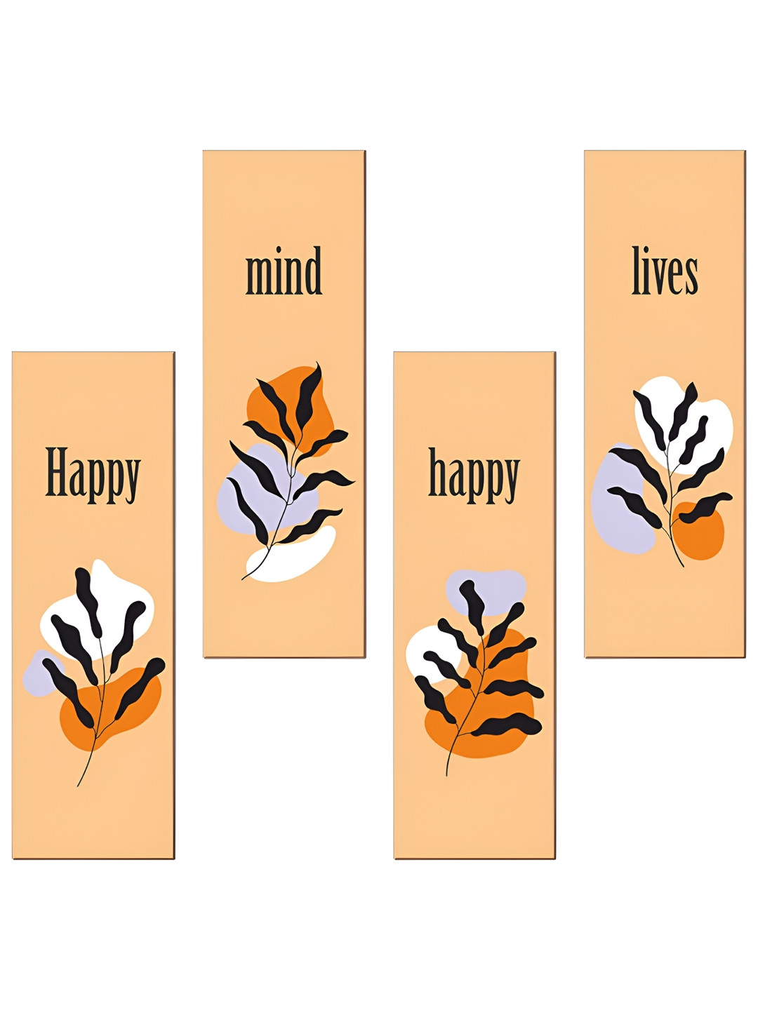 SEHAZ ARTWORKS Orange Colored & Black 4 Pieces Printed Wall Hangings