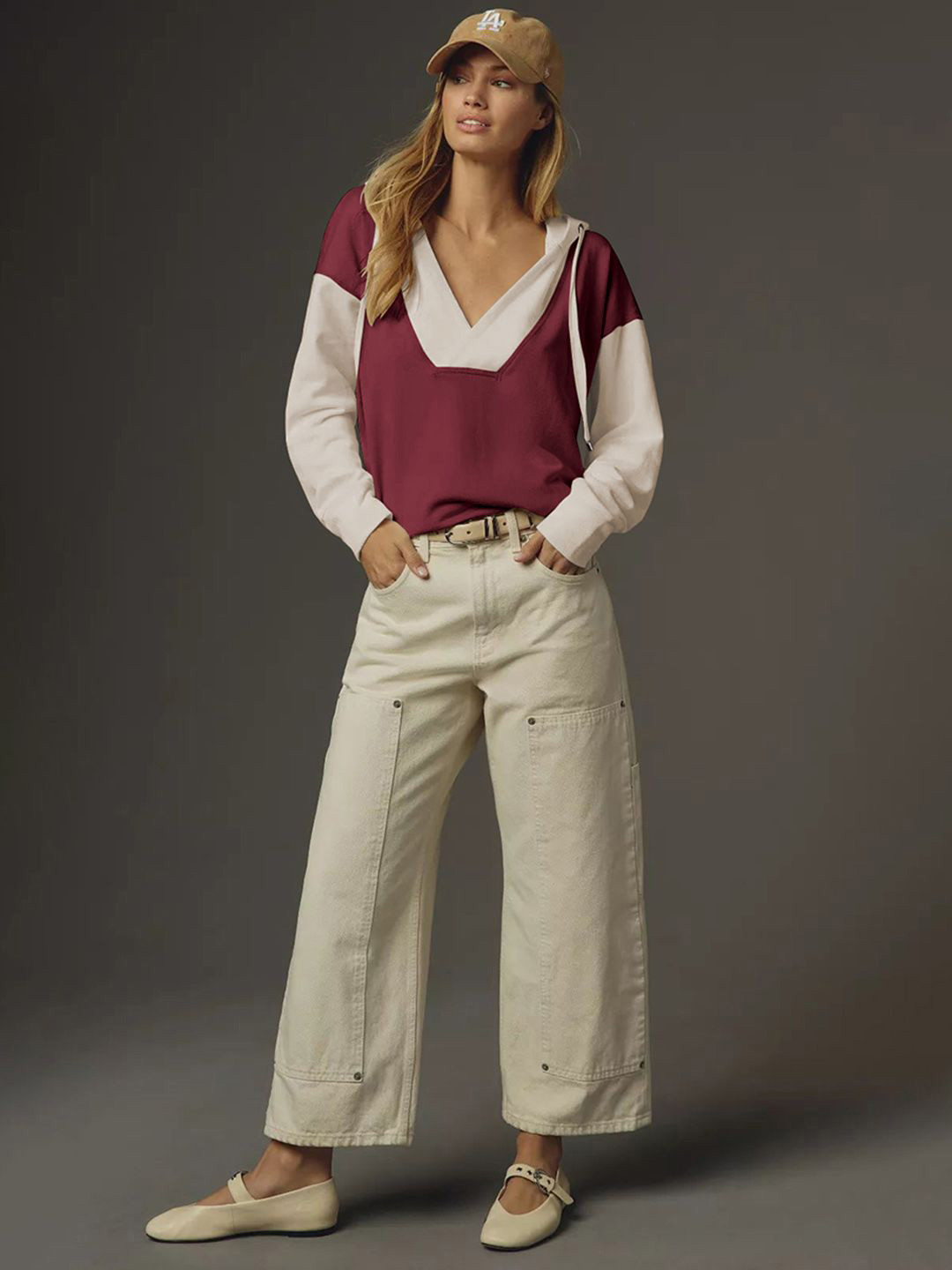 JC Mode Women V-Neck Colourblocked Sweatshirt