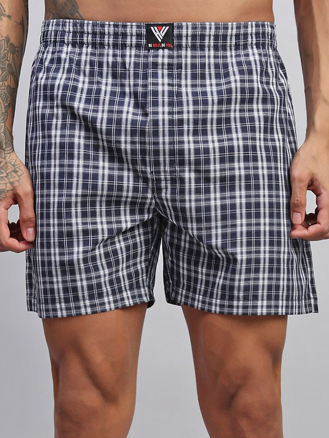 HAYU Men Checked Boxers HUBS_008_NVWH_S