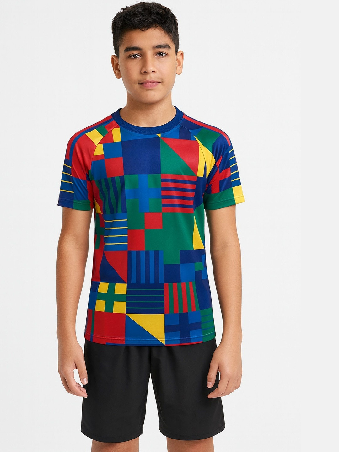 dostitch Boys Multi Color Typography Printed  Jersey T-shirt