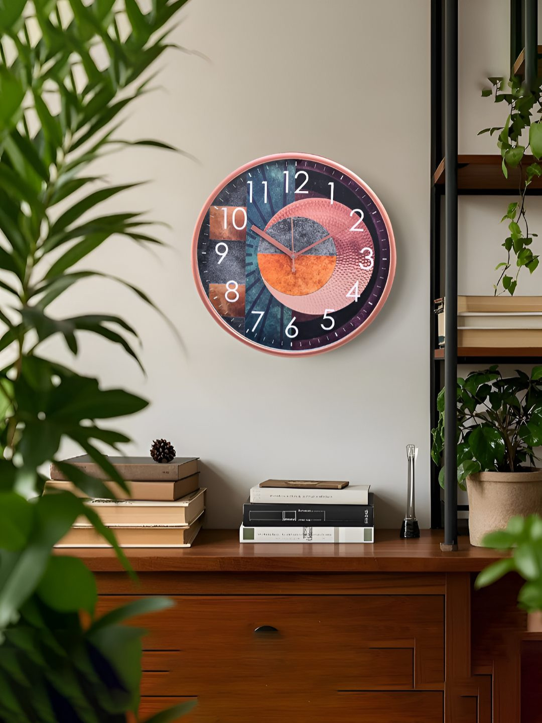 Aura Orange & Teal Printed Analogue Wall Clock