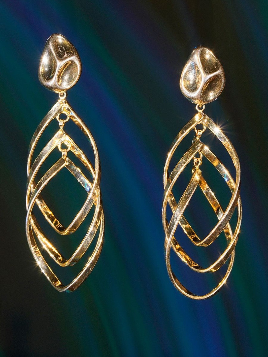 Ashnera Gold Plated Bold Statement Drop Earrings