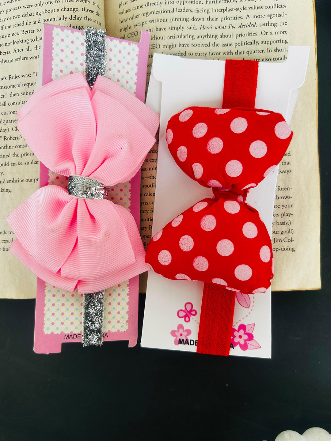 Radhya Accessories Pack Of 2 Girls Bow Elastic Baby Headbands