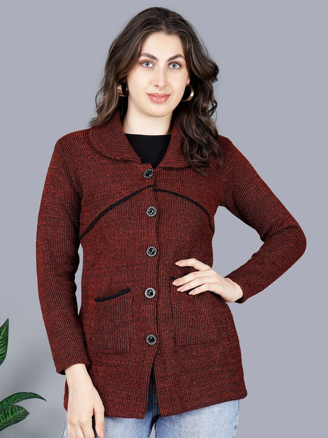 Chatanya Self Design Long Sleeves Cardigan