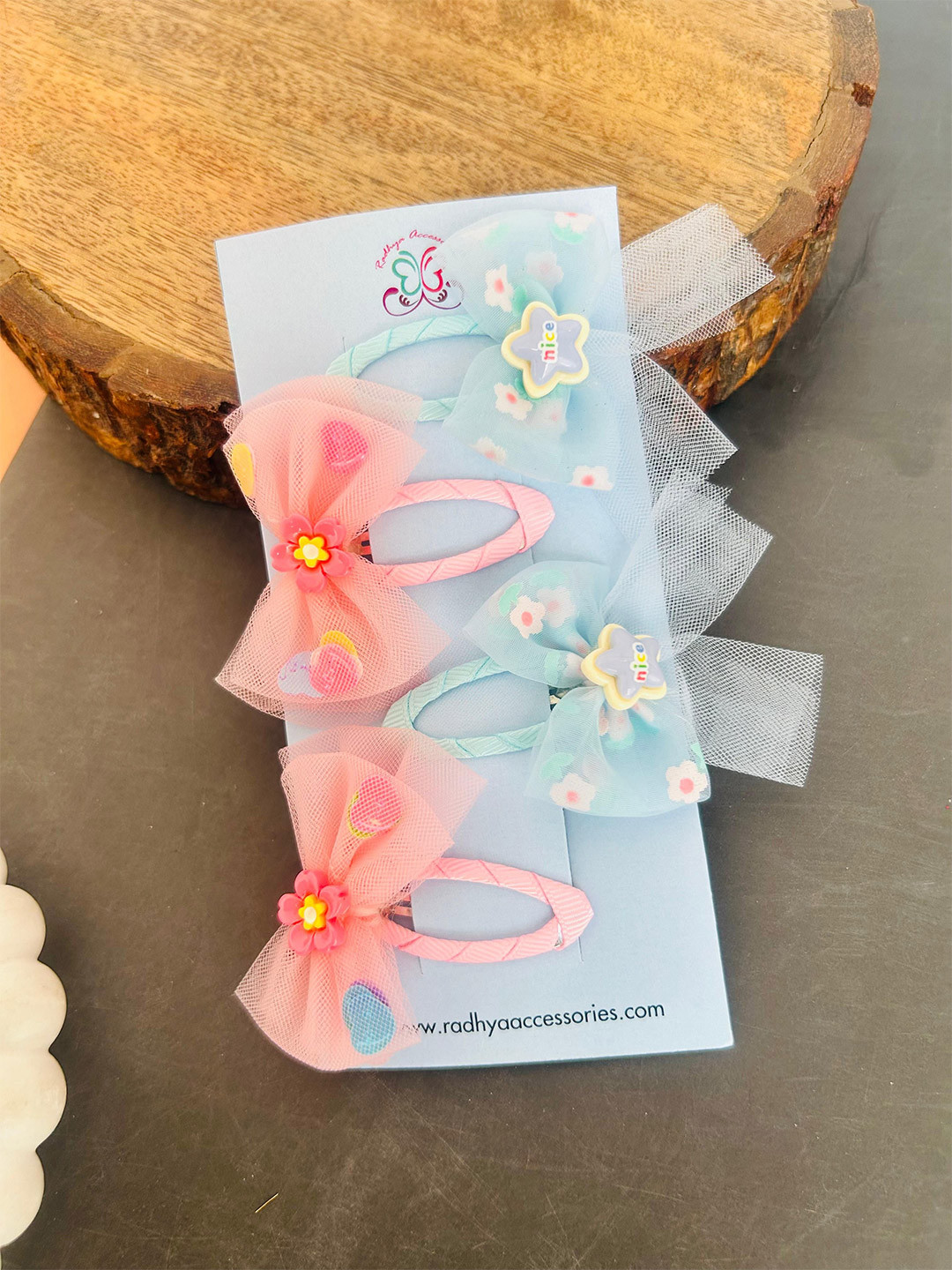Radhya Accessories Set Of 4 Bow Tic Tac Hair Clips