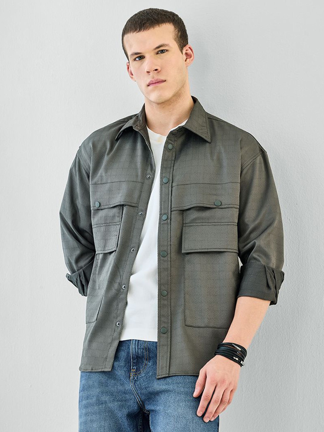 Snitch Geometric Open Front Jacket