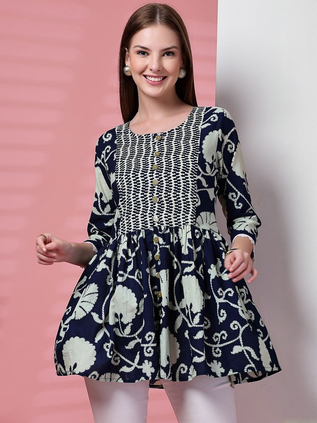 Pristyle Women Blue Viscose Rayon Peplum Tops