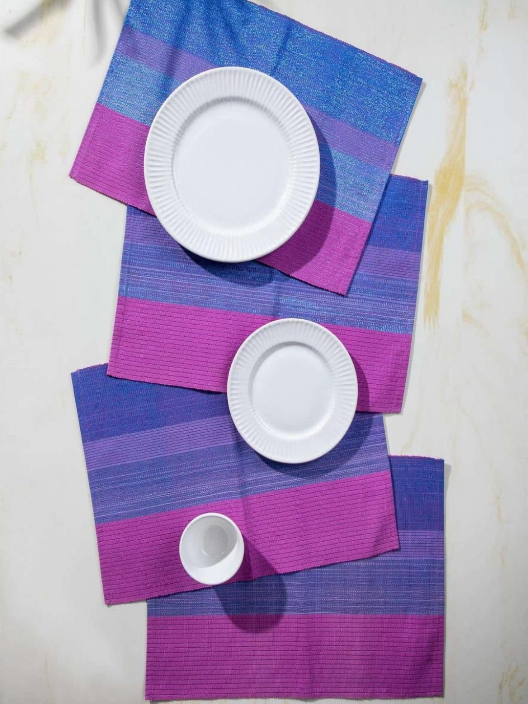 FREEDOM TREE Blue & Pink 4 Pieces Colourblocked Pure Cotton Table Placemats