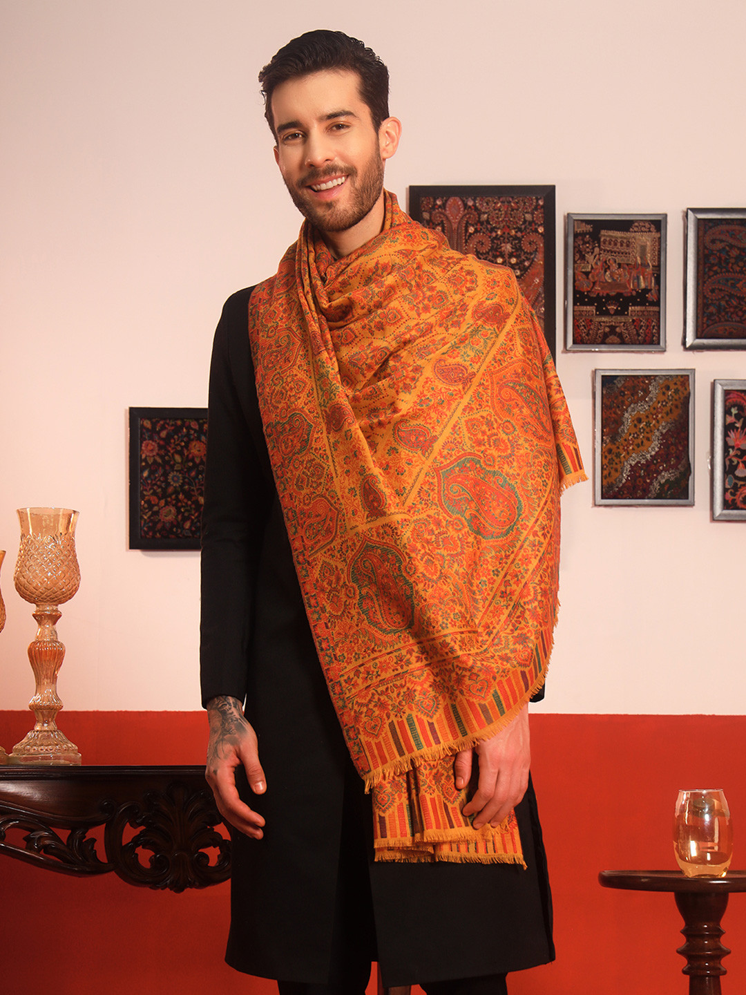Pashmoda Gulraiz Kaani Paisley Woven Design Shawl