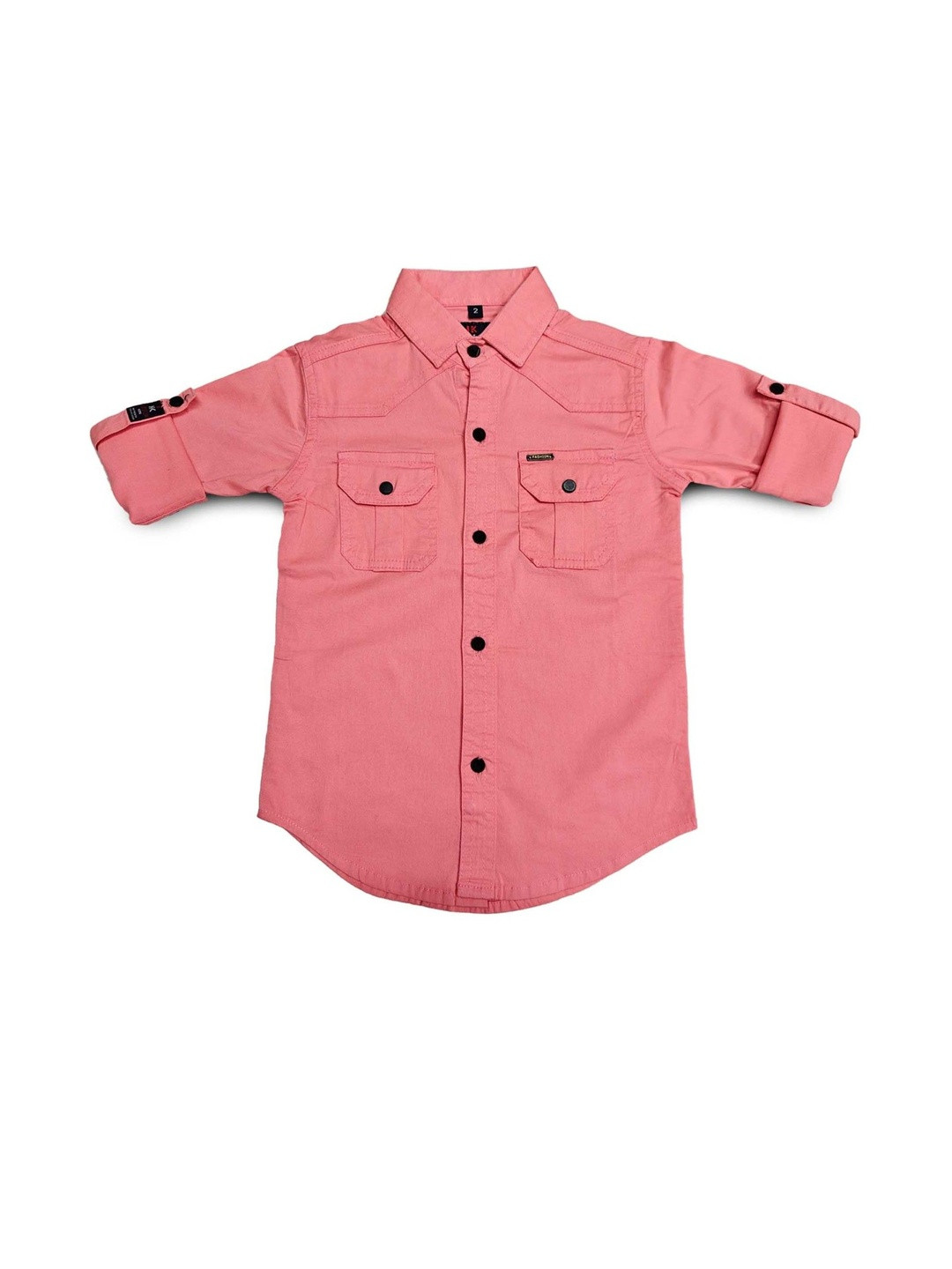 Havok kids Boys Pink Solid Cotton Standard double pocket Party Shirt