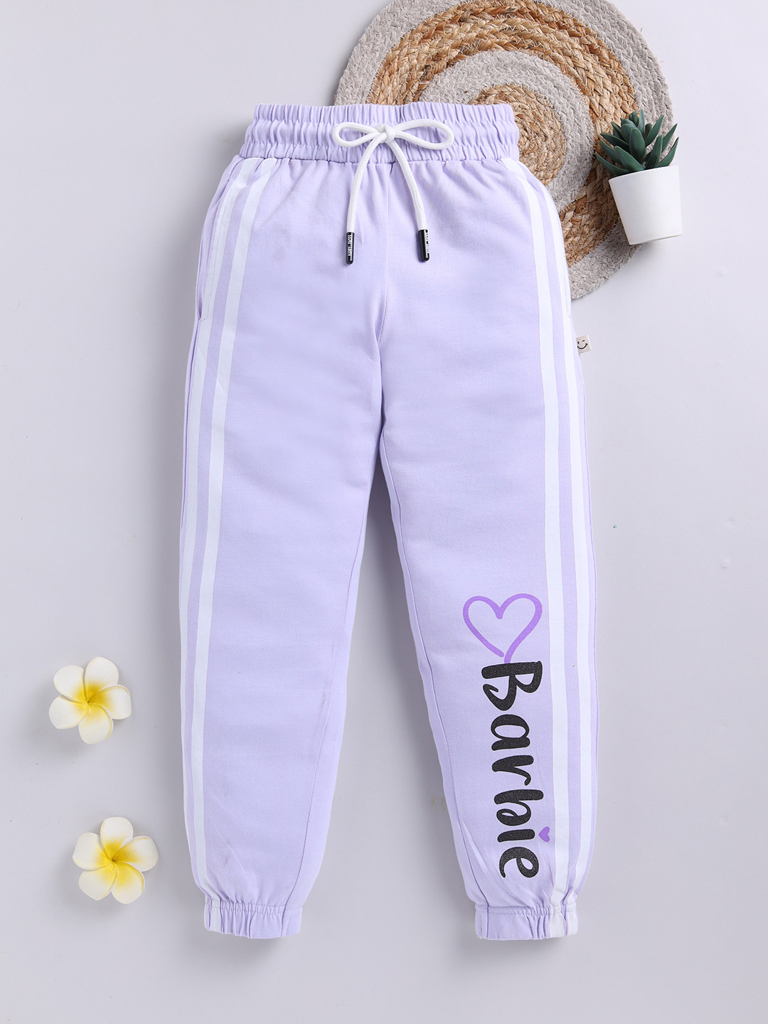 Happy Faces Girls Barbie Printed Pure Cotton  Joggers
