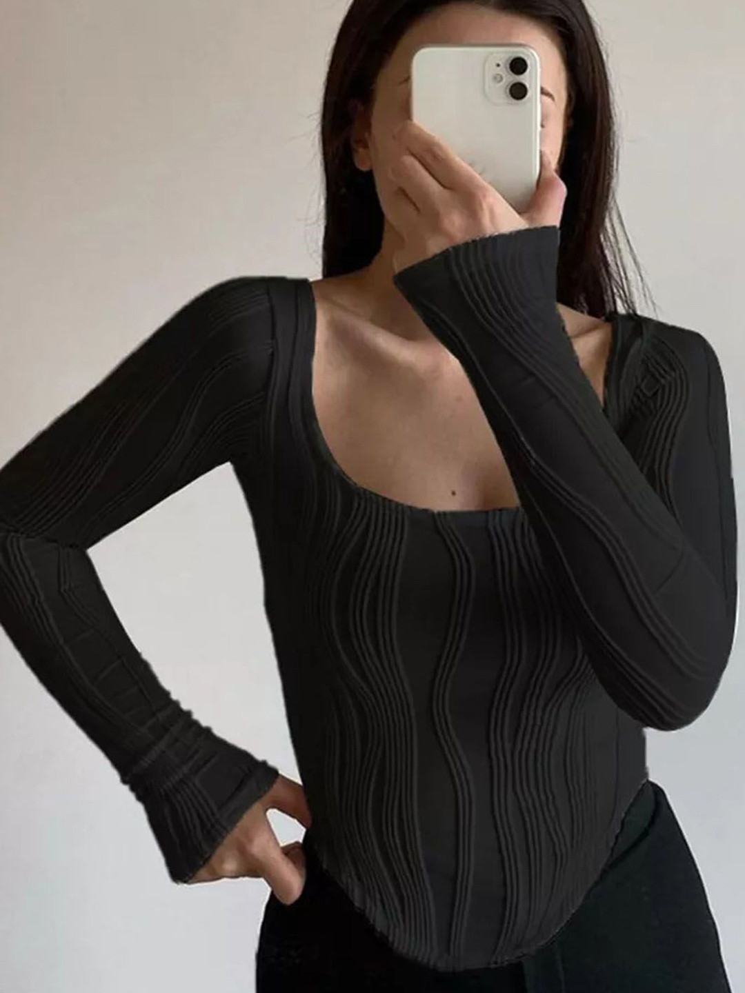 StyleCast Women Self Design Scoop Neck Corset Crop Top