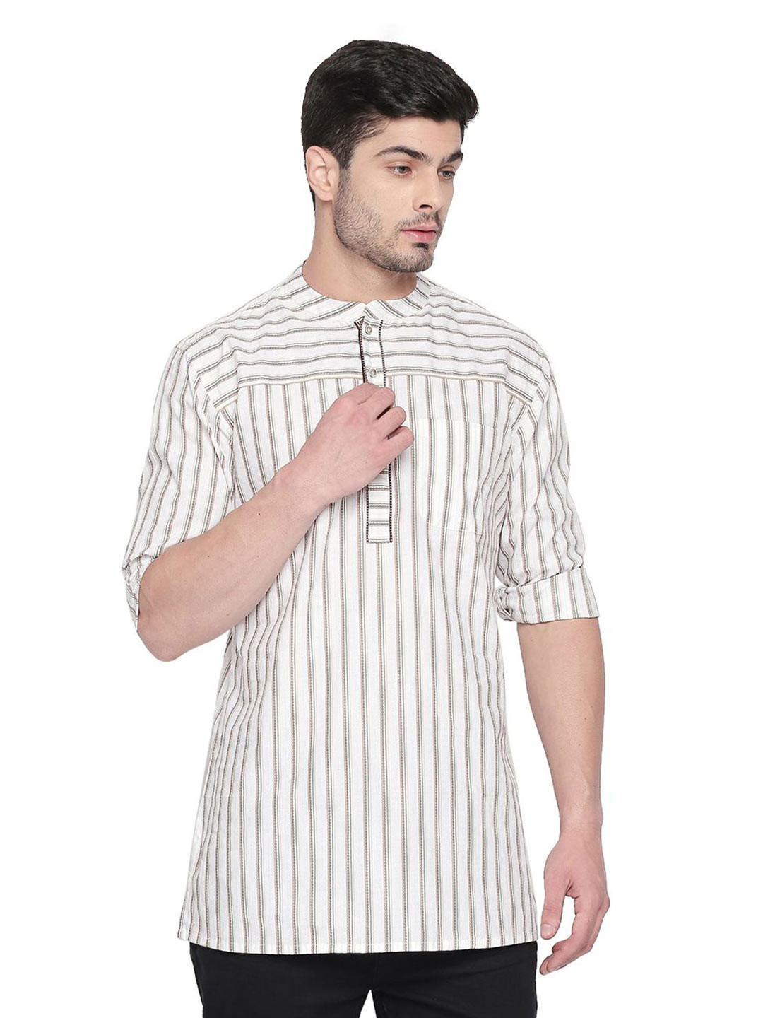 ARCHATTIRE Men Striped Cotton Short Kurtas