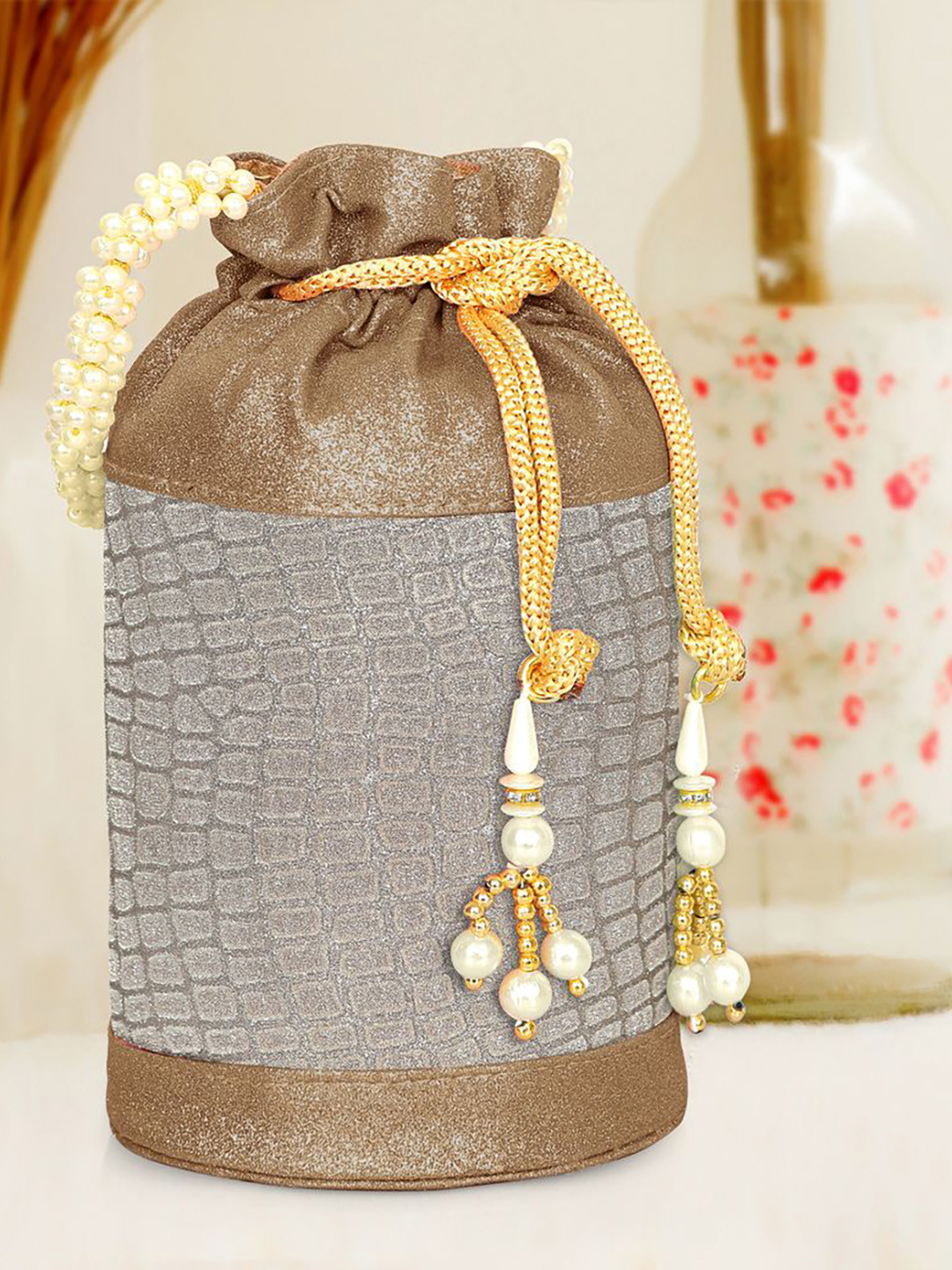 MISHA Textured Wrist Loop Potli Clutch