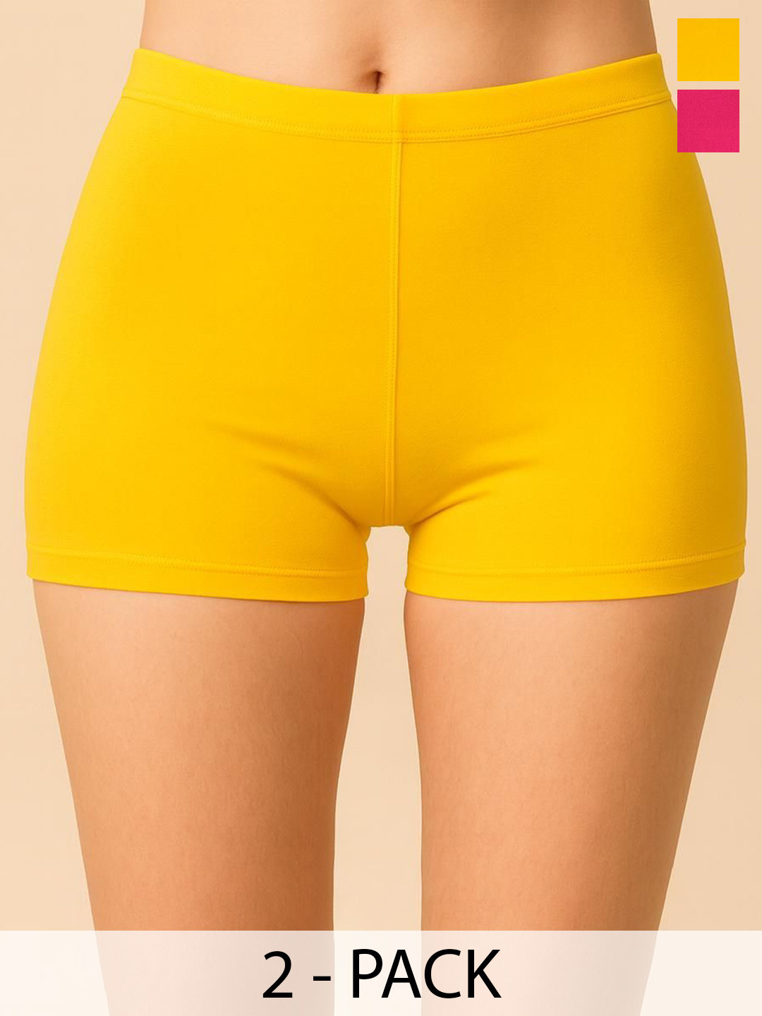 CKARFE Pack Of 2 Combed Cotton Boy Shorts Briefs CF SBT-33 D Yellow,Rani pink XS-2