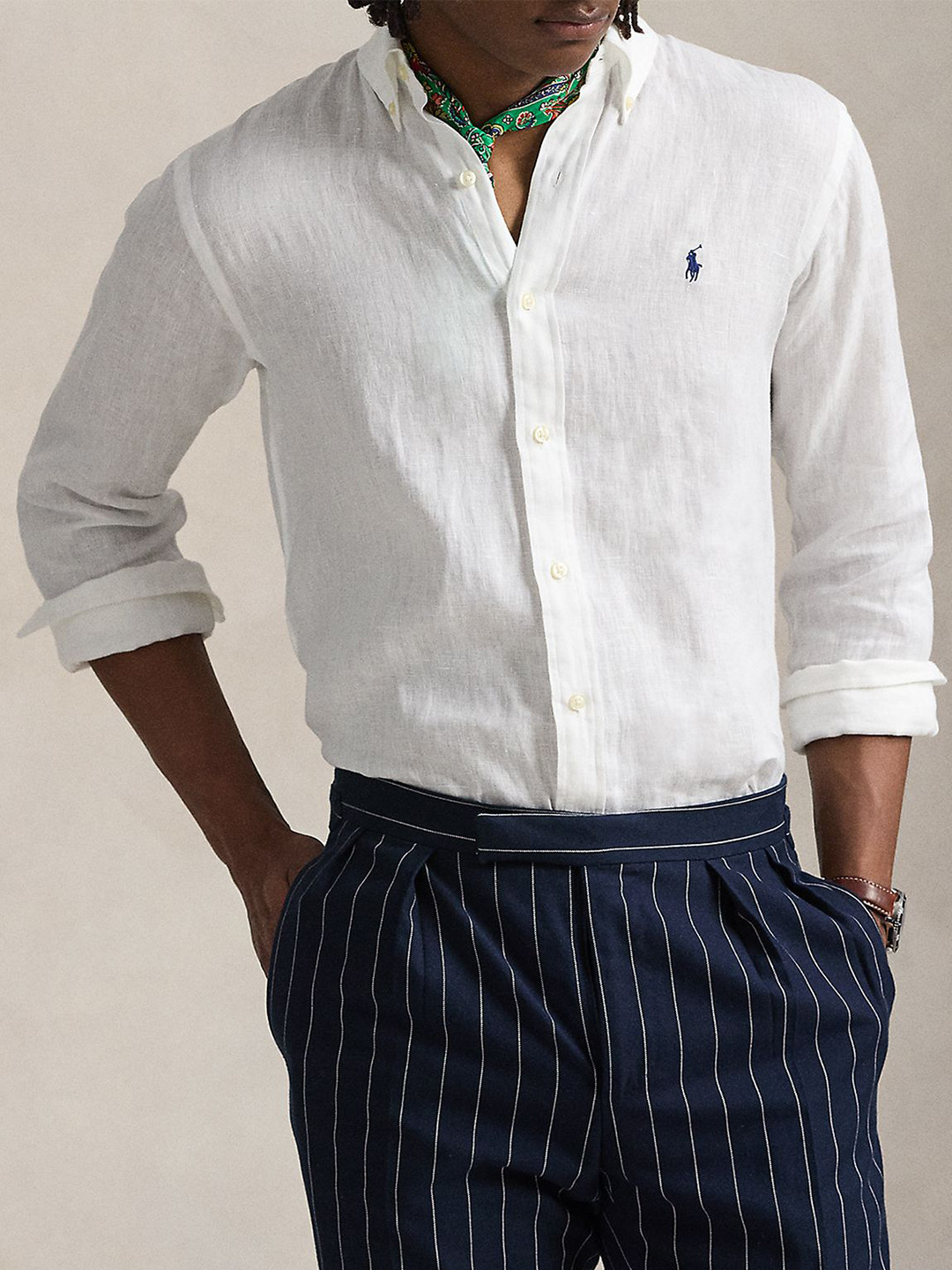 Polo Ralph Lauren Men Textured Button-Down Collar Linen Casual Shirt