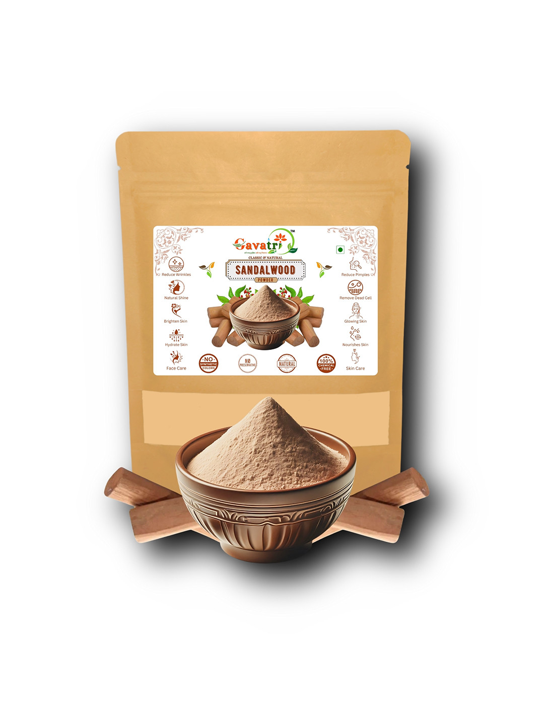 Gavatri Natural Sandalwood Powder For Face & Skin & Hair Care -  500 g