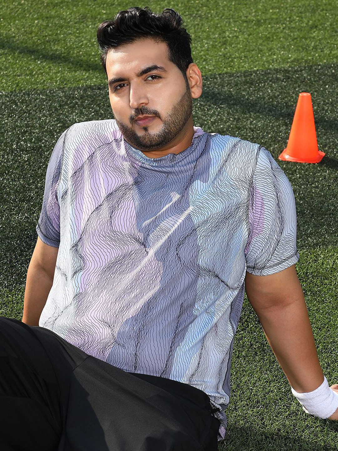 Instafab Plus Men Abstract Printed Round Neck Activewear T-shirt