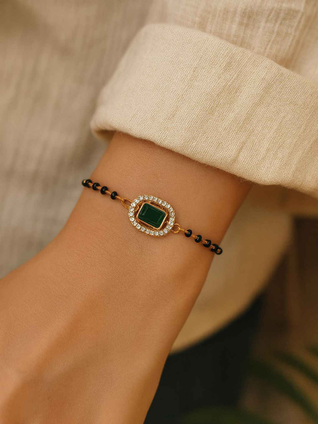 I Jewels Square Shaped Mangalsutra Lumba Bracelet Rakhi