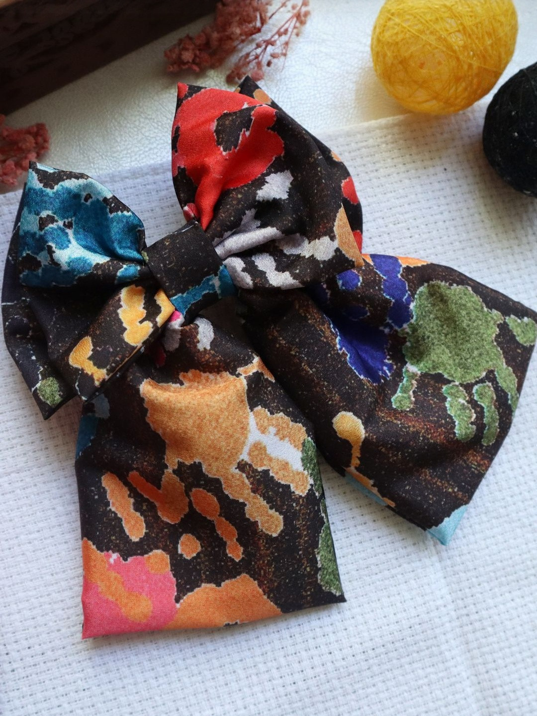 Kamule Girls Abstract Print Bow Alligator Hair Clip