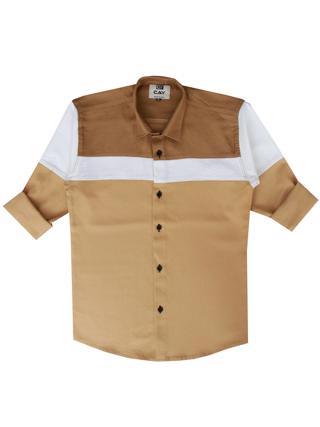 CAY Boys Standard Colourblocked Spread Collar Casual Shirt