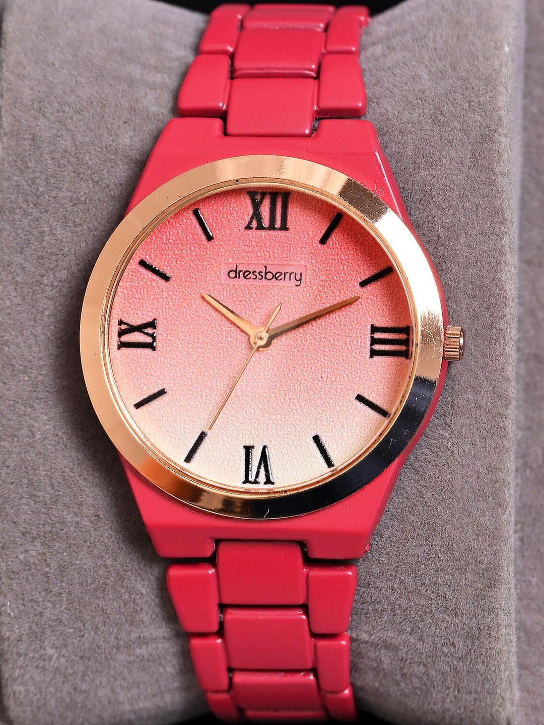 DressBerry Women Maroon Dial & Stainless Steel Straps Analogue Watches