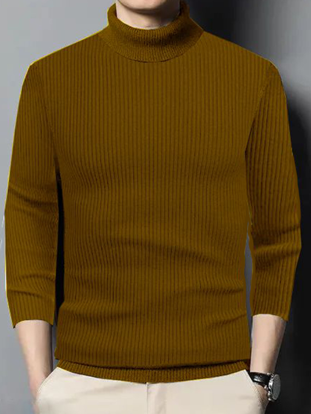 fashlook Men Striped High Neck Sweatshirt