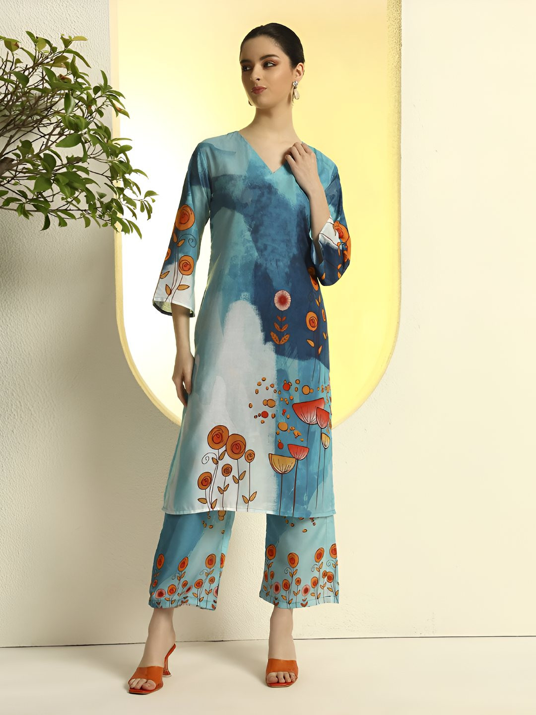 DAARI Women Floral Printed Kurta with Palazzos