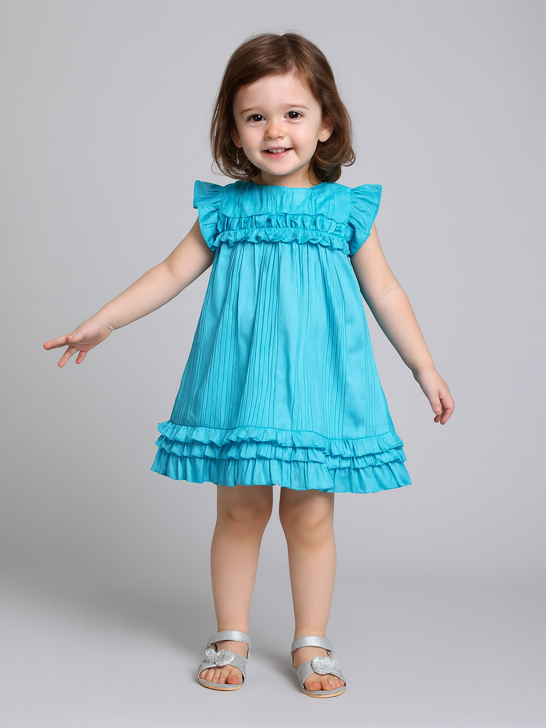 KidsDew Girls Blue Solid Dress