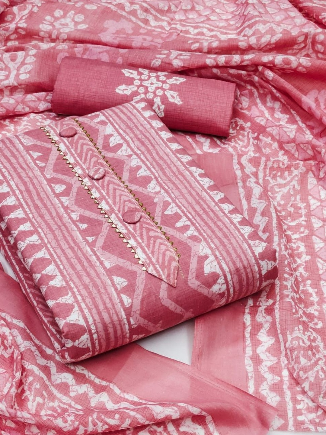 Moda Rapido Cambric Cotton Batik Printed Salwar Suit Dress Material with Matching Dupatta