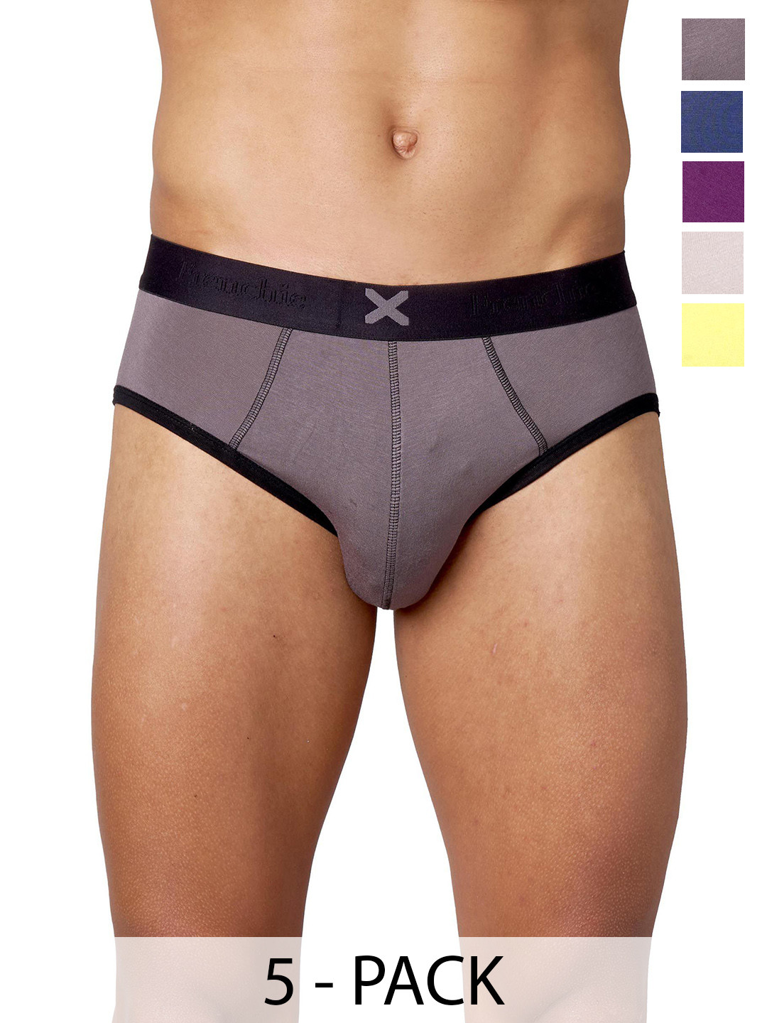 FRENCHIE Pack Of 5 Mid Rise Briefs FR-MI-BF-HYPE-1X5-PO3-LPYLW-S