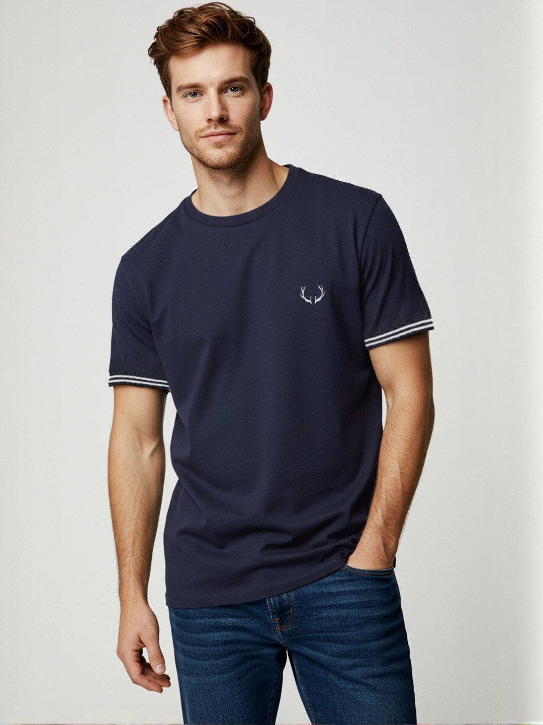 Trendyol Cotton Brand Logo Round Neck T-shirt