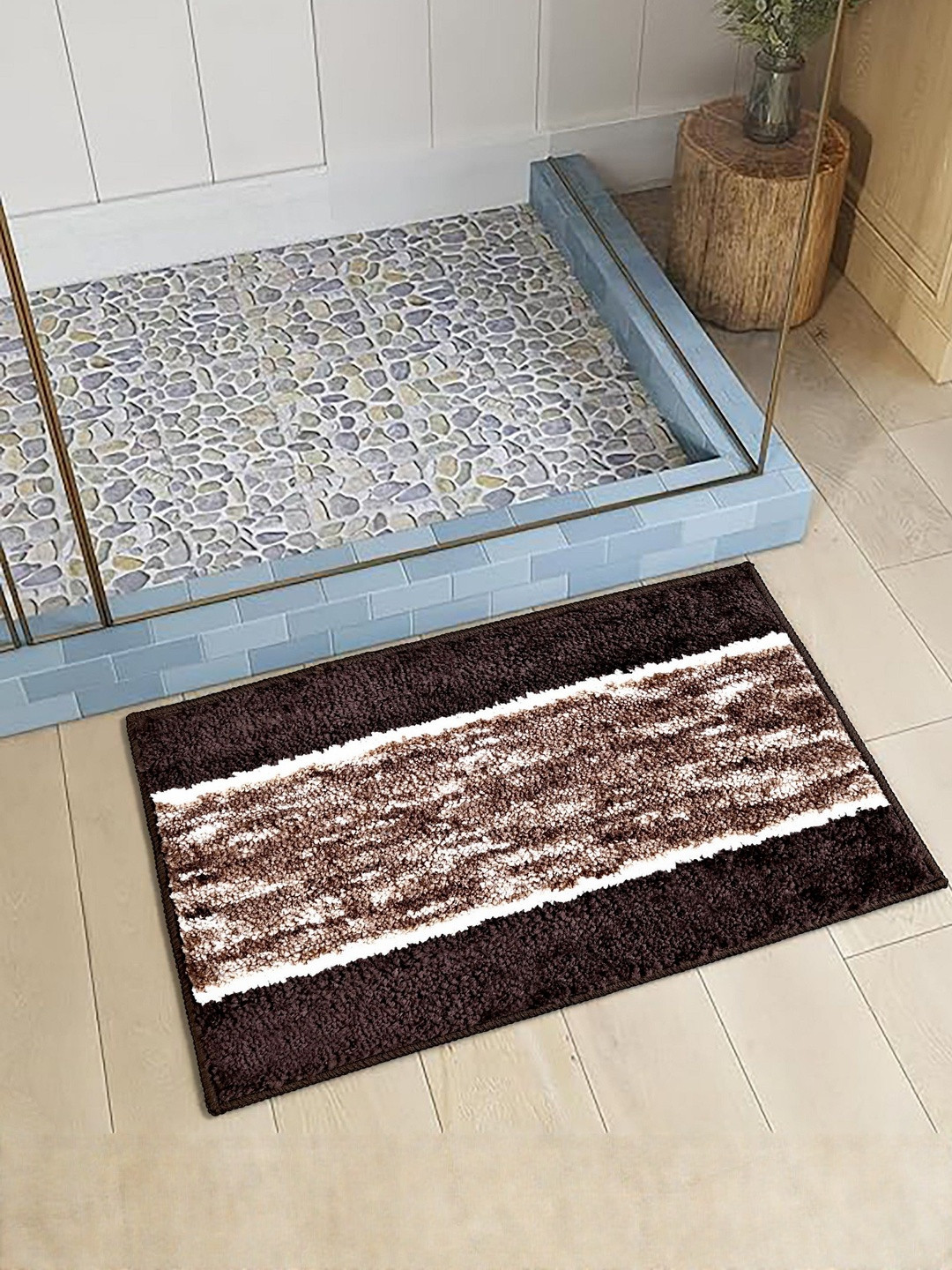 Homzz Coffee Brown Washable Anti-Skid TPR Backing Doormats