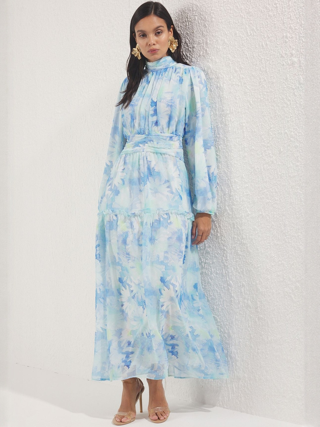 Trendyol Floral Printed Ruffled Maxi Dress