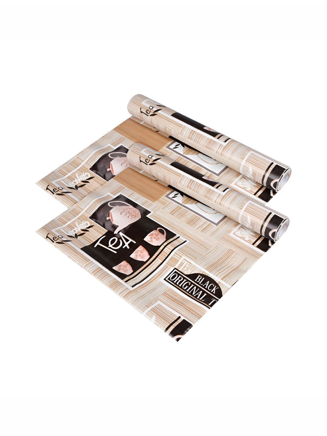 Aura Brown & Black 2 Pieces Kettle Design Shelf Liner Organisers