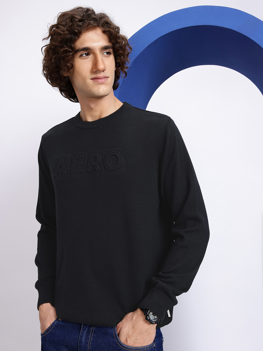 Aeropostale Brand Logo Embossed Pullover Sweater