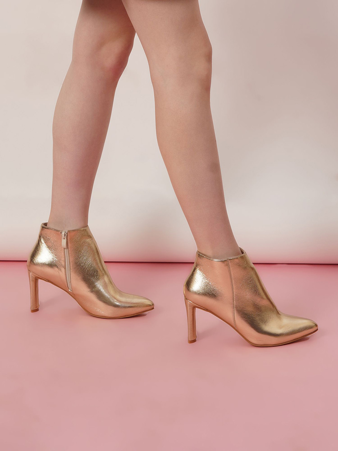 Sherrif Shoes Women Pointed Toe Block Heel Ankle Boots with Side Zip